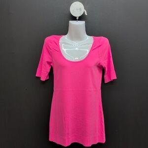 Hard Tail Forever Ballet Sleeves Scoop Neck Women's Long T Shirt Large Hot Pink